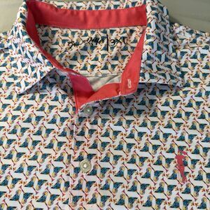 Grunk Dolfer Mens Golf Polo Shirt Sz 3XT  Martini Glass All Over Print Wicking